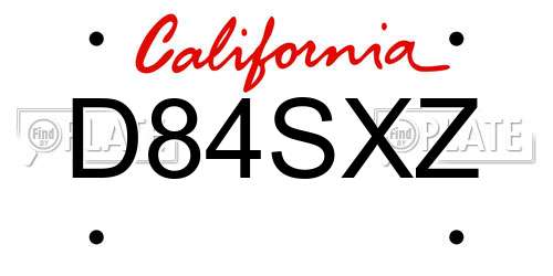 D84SXZ California License Plate