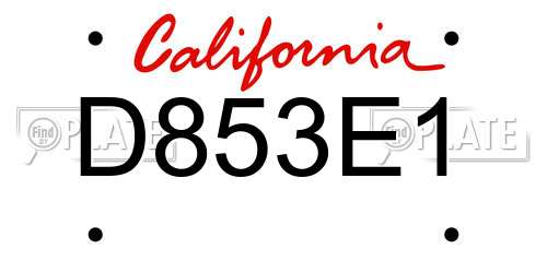 D853E1 California License Plate