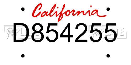 D854255 California License Plate
