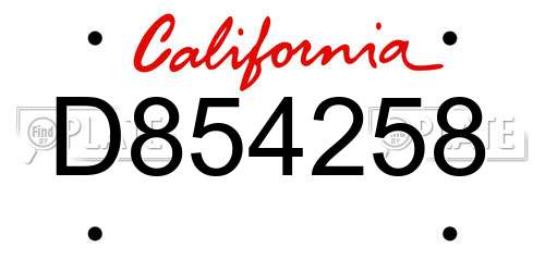 D854258 California License Plate