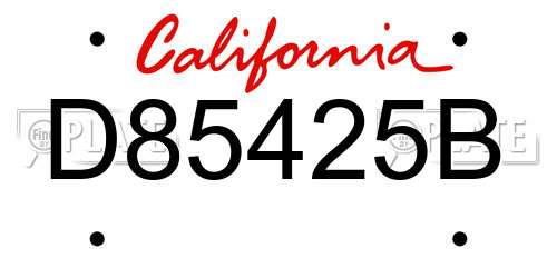 D85425B California License Plate