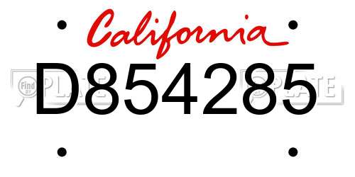 D854285 California License Plate