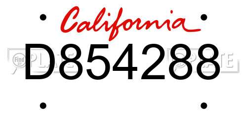 D854288 California License Plate