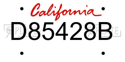 D85428B California License Plate
