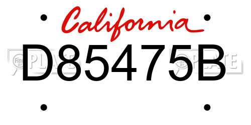 D85475B California License Plate