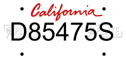 D85475S California License Plate