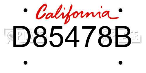 D85478B California License Plate
