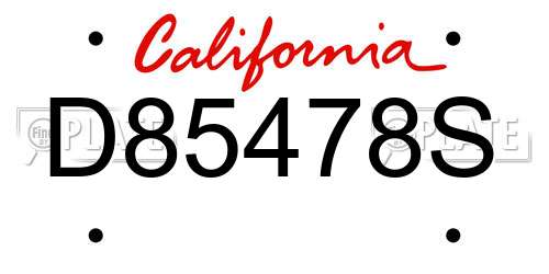 D85478S California License Plate