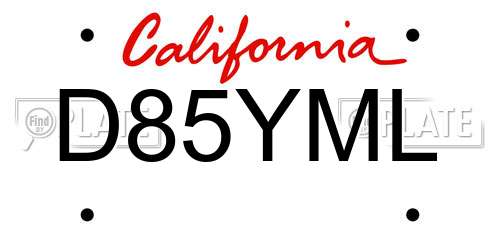 D85YML California License Plate