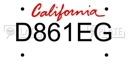 D861EG California License Plate