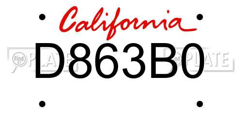 D863B0 California License Plate