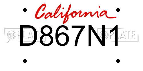 D867N1 California License Plate