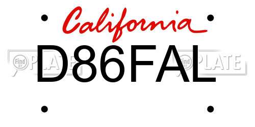 D86FAL California License Plate