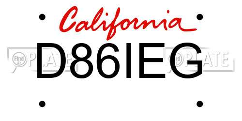 D86IEG California License Plate