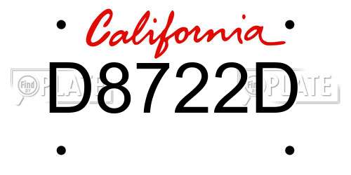 D8722D California License Plate