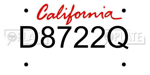 D8722Q California License Plate