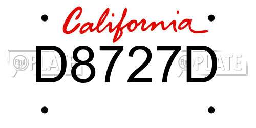 D8727D California License Plate