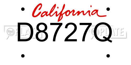 D8727Q California License Plate