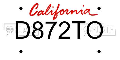 D872TO California License Plate
