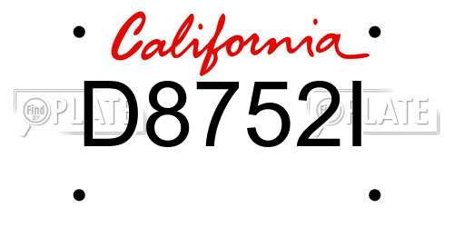 D8752I California License Plate