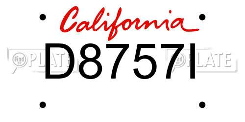 D8757I California License Plate