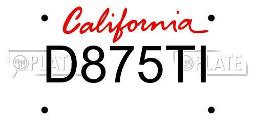 D875TI California License Plate