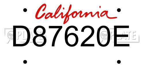 D87620E California License Plate