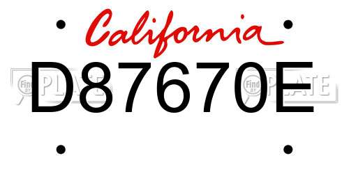 D87670E California License Plate
