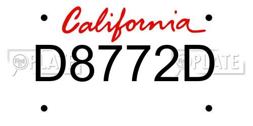 D8772D California License Plate