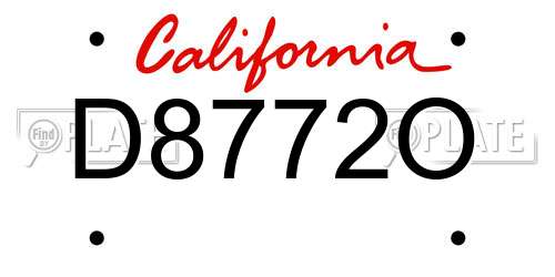 D8772O California License Plate