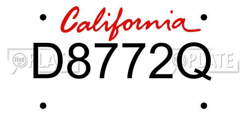 D8772Q California License Plate