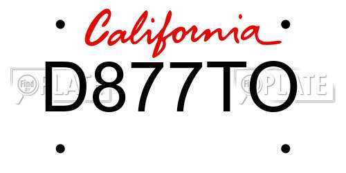 D877TO California License Plate