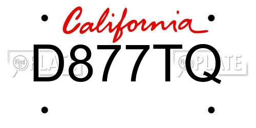 D877TQ California License Plate