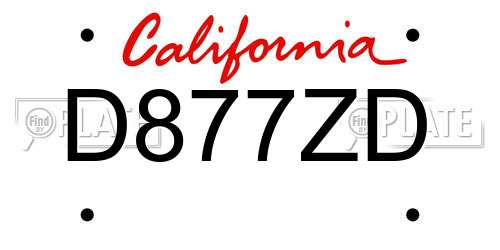 D877ZD California License Plate