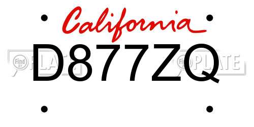 D877ZQ California License Plate