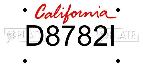 D8782I California License Plate
