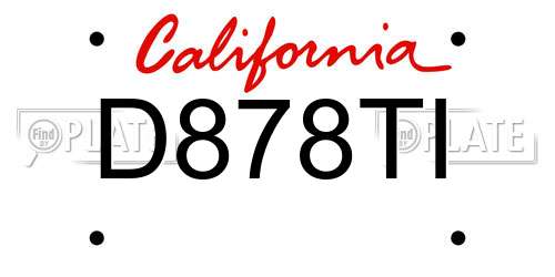 D878TI California License Plate