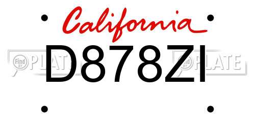 D878ZI California License Plate