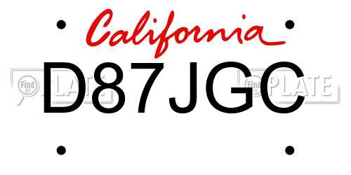 D87JGC California License Plate