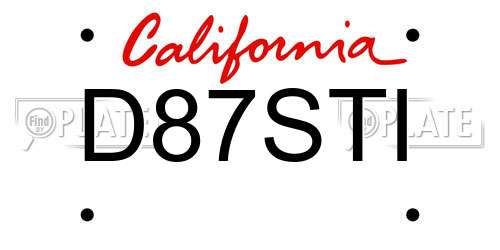 D87STI California License Plate