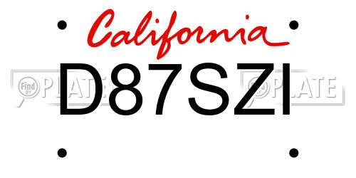 D87SZI California License Plate