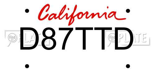D87TTD California License Plate