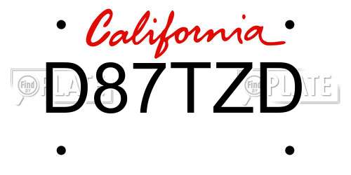 D87TZD California License Plate