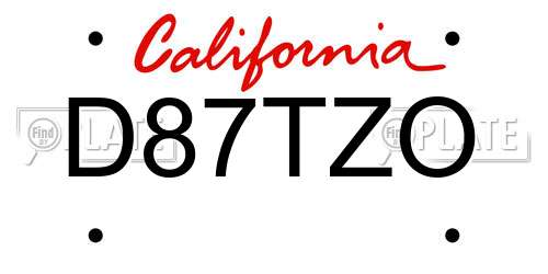 D87TZO California License Plate