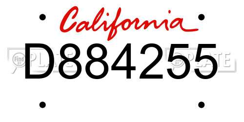 D884255 California License Plate