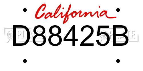 D88425B California License Plate