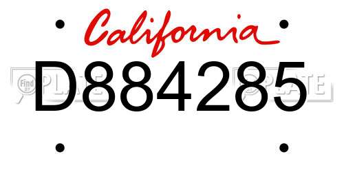 D884285 California License Plate