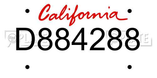 D884288 California License Plate