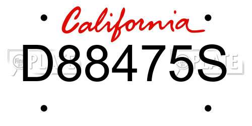 D88475S California License Plate