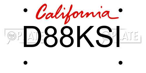 D88KSI California License Plate